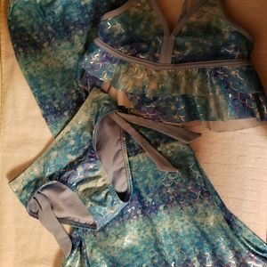 Justice mermaid 3 pc bathing suit size 8